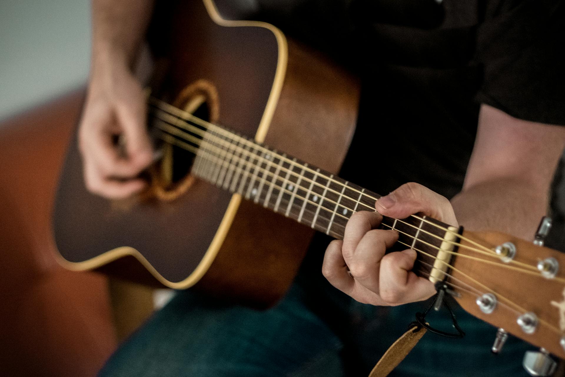 Guitar student practicing in a Los Angeles music studio
